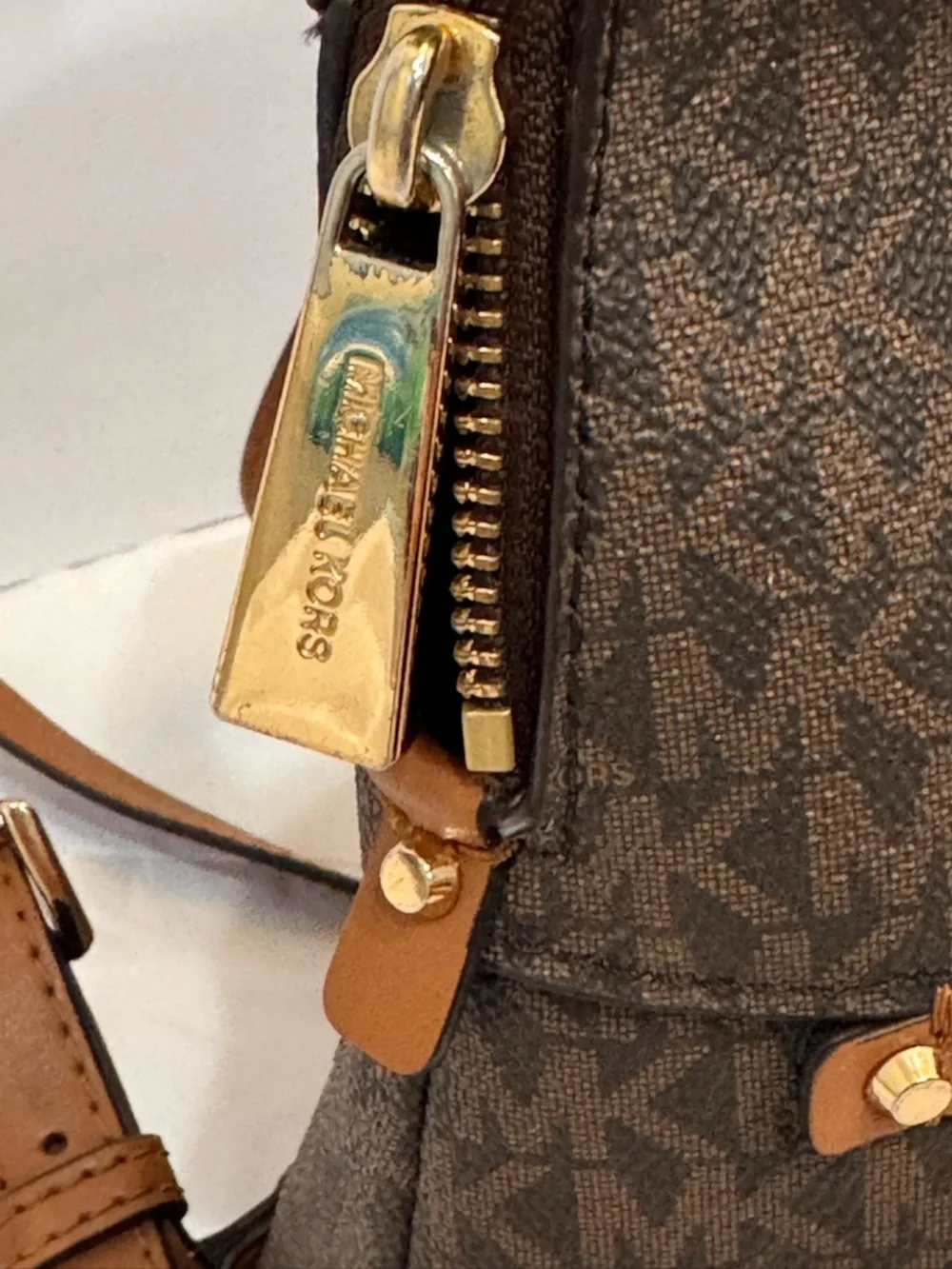 Michael Kors Brown MK Logo Backpack